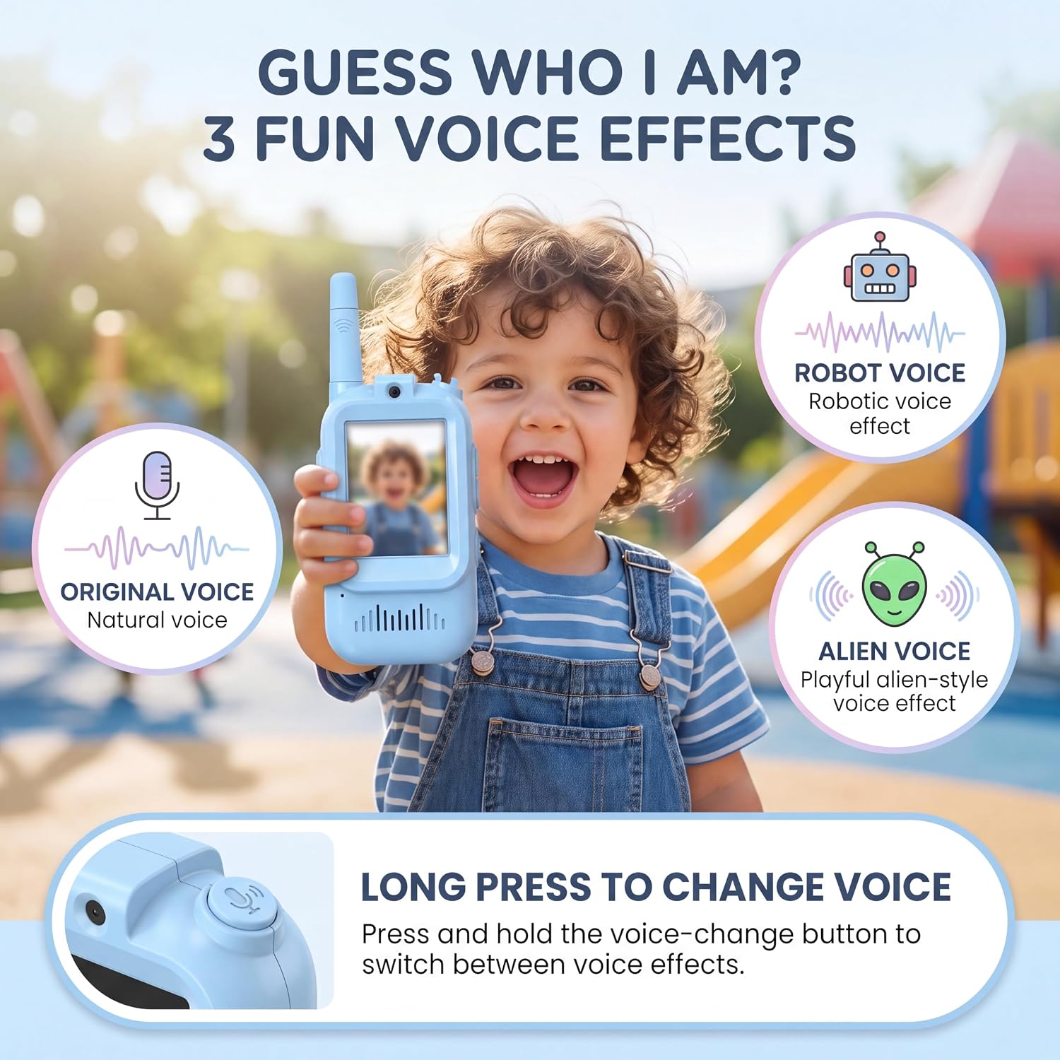 Kids Video Walkie Talkie Toy (2-Pack) - 2.4G WiFi Rechargeable Handheld Intercom with 2-Inch Screen and Fun Voice Changing Function for Boys & Girls