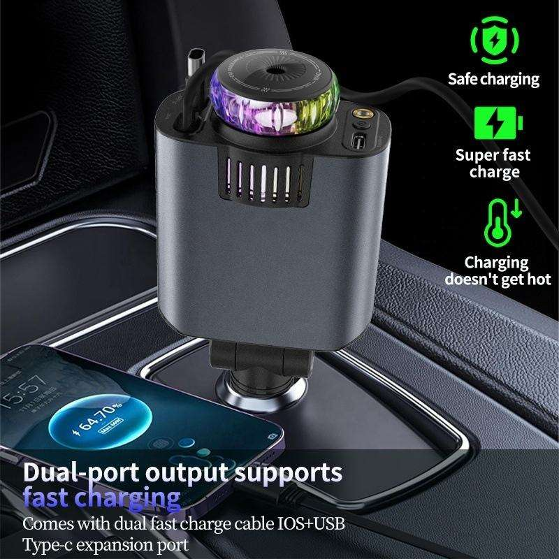 Star Light Car 5-in-1 Telescopic Cable Charger PD30W 45W Mobile Phone Charger 5-in-1 Aromatherapy Machine Smart Spray