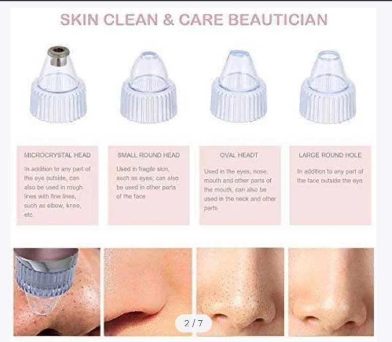 Pore Vacuum Blackhead Remover – 5 Suction Levels & 4 Probes